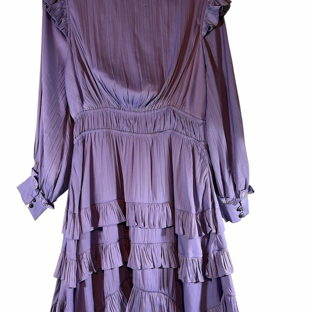 Anthropologie Women Purple Tiered Ruffle Mini Dress Boho Sz S - Picture 2 of 12